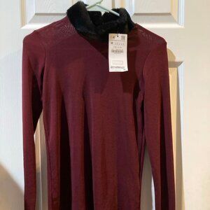 Zara Maroon Faux Fur Long Sleeve